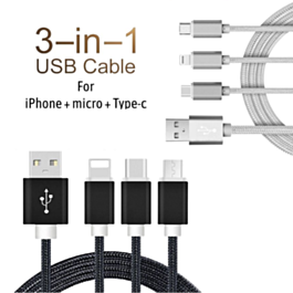 Câble Multi Usb Universel 3 En 1 Chargeur Rapide Type C Pour Ios