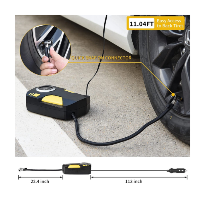 Compresseur d'air numérique pour pompe automatique de voiture Gonfleur de  pneu portable avec lumière LED DC 12 V : : Auto