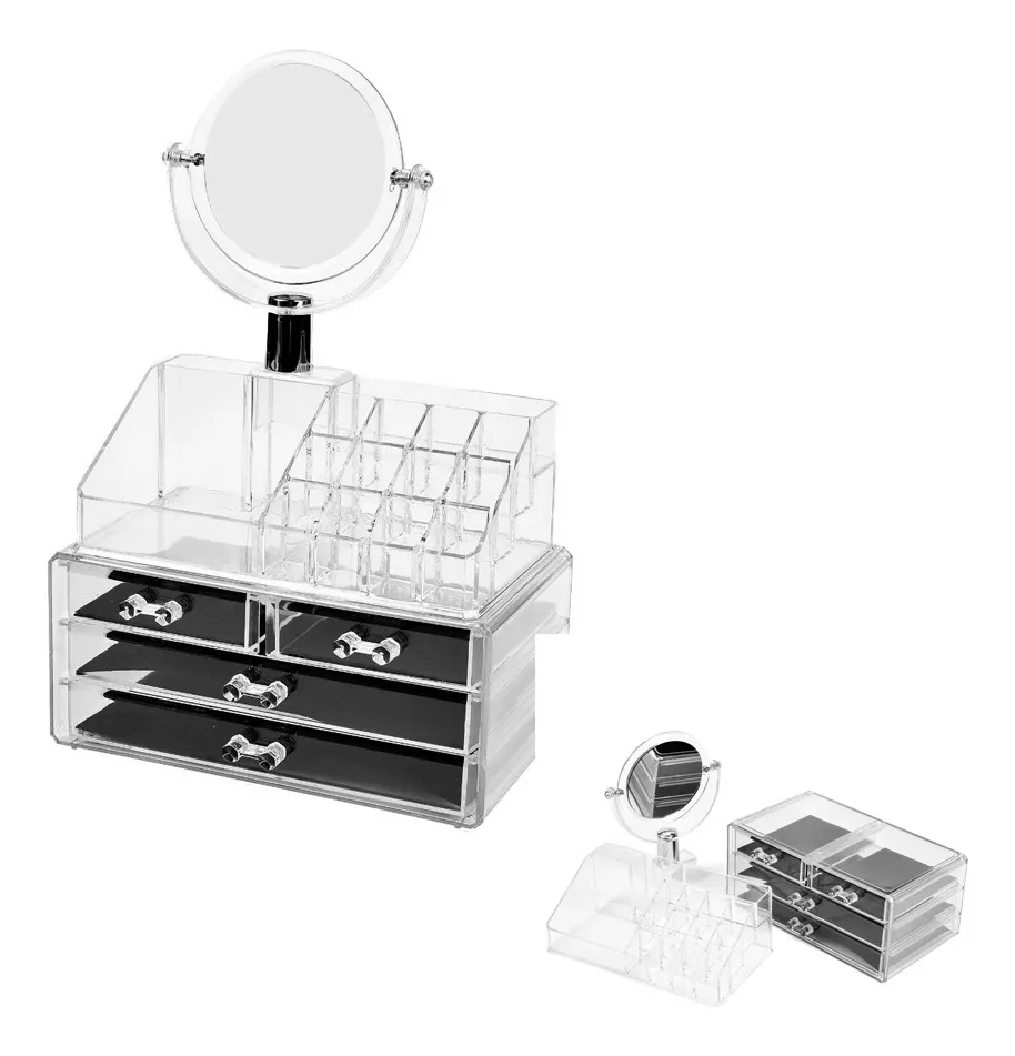 Boite De Rangement Maquillage Et Accessoires Avec miroir