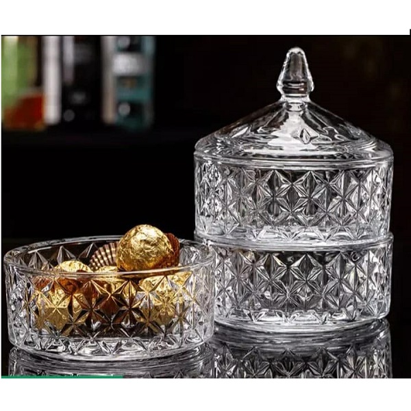 Sucrier , Bonbonnière à 2 étages  Verre Transparent