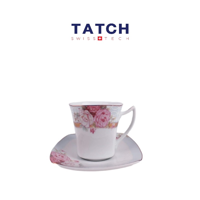 Lot de 6 Tasses et sous tasses A Café Carrée Flawers