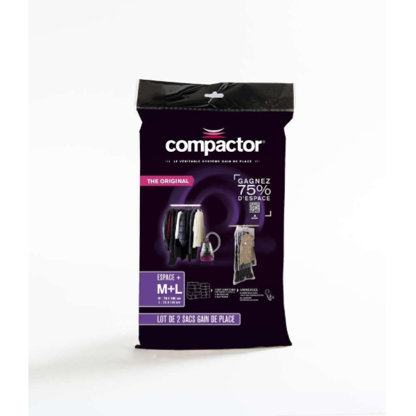 Lot 2 Sacs De Rangement Sous-Vide à Suspendre “Espace Plus” Lot 2 Sacs De Rangement Sous-Vide à Suspendre "Espace Plus"