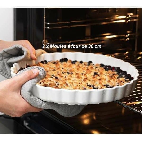 2 Moules à four En Porcelaine Blanche 30cm