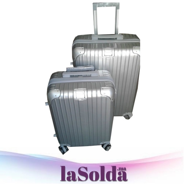 2 Valises Trolley Model TRIBLOO Gris métallisé Grande + Cabine