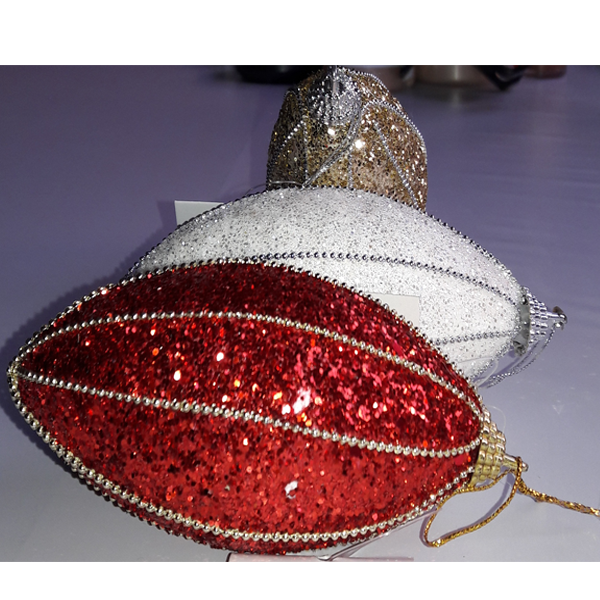 alt 3 Boules De Noël Ovales (1 rouge+1 dorée plus 1 blanche)