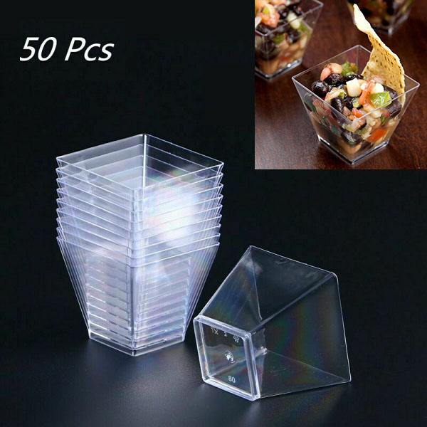 Lot De 50 Verrines Trapèze En Plastique