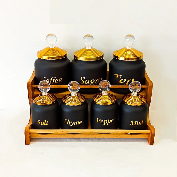 7 Pots A Épices Élégance Avec Support Pour Épices , Thé , Sucre , Café ...