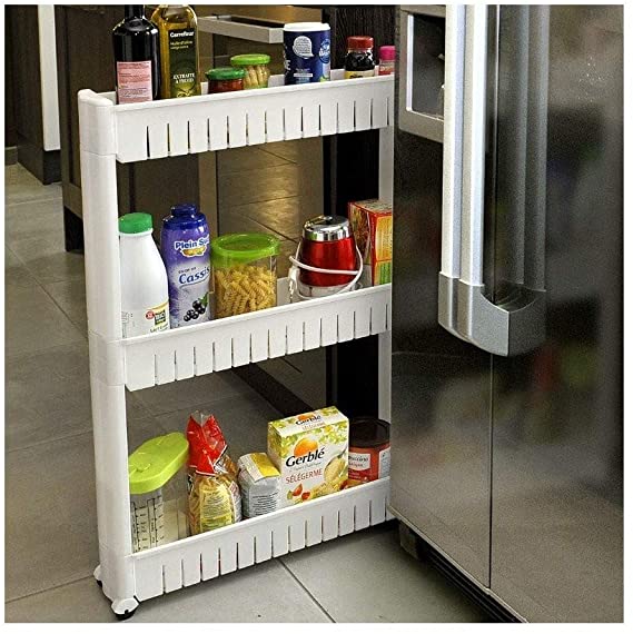 Étagère étroite sur roulettes 3 niveaux