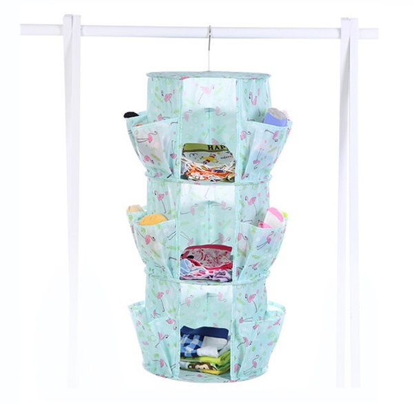Étagère De Rangement A Suspendre Pliable Avec 3 Compartiments et 18 Poches latérales