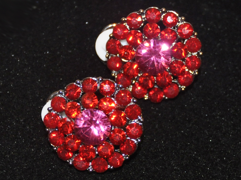 Boucle d'oreille Fleur Strass Rouge Boucle d'oreille Fleur Strass Rouge