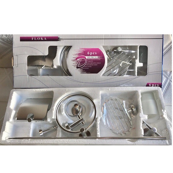 6 Accessoires De Salle De Bain : Porte-serviettes, Anneau de serviette, Porte papier toilette, Porte Savon, Crochet , Porte-brosse à dents