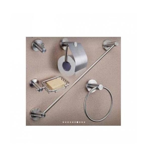 6 Accessoires De Salle De Bain : Porte-serviettes, Anneau de serviette, Porte papier toilette, Porte Savon, Crochet , Porte-brosse à dents