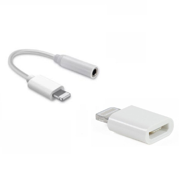 1 adaptateur USB mâle,  iPhone femelle +adaptateur jack femelle, iPhone mâle