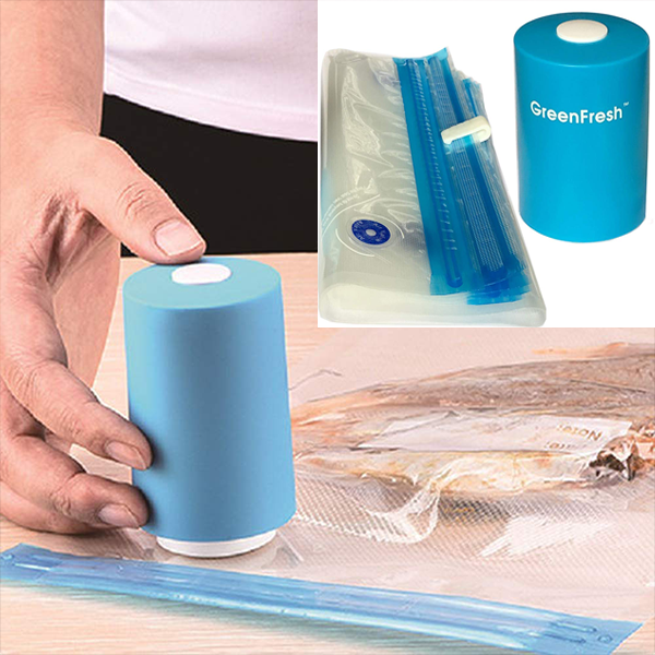 Appareil de mise Sous Vide Pour Conserver Vos Aliments Green Fresh (fourni avec 6 sacs Réutilisables)