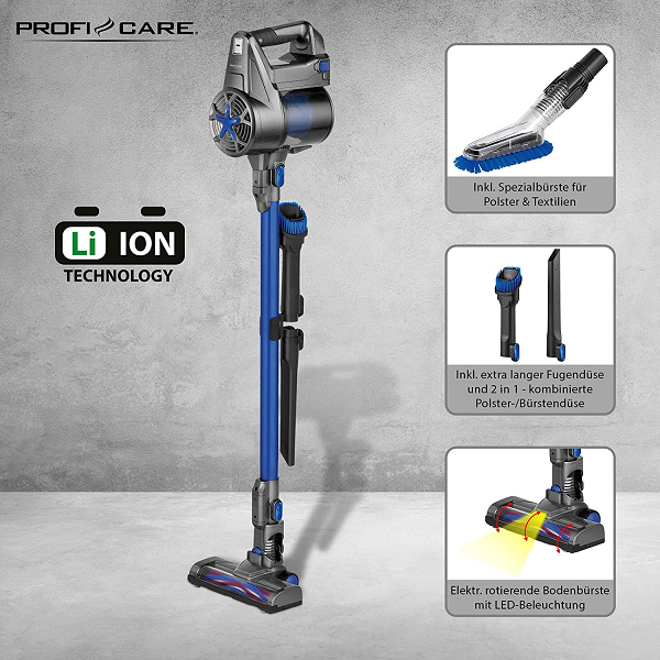 Aspirateur A Main Et Plancher Sans Fil Eco-Cyclon Avec Batterie Lithium-ION 22,2 V, 2200 mAh ProfiCare