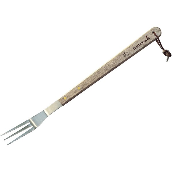 Fourchette Pour Barbecue En Inox Avec Manche En Bois 46cm - BARBECOOK