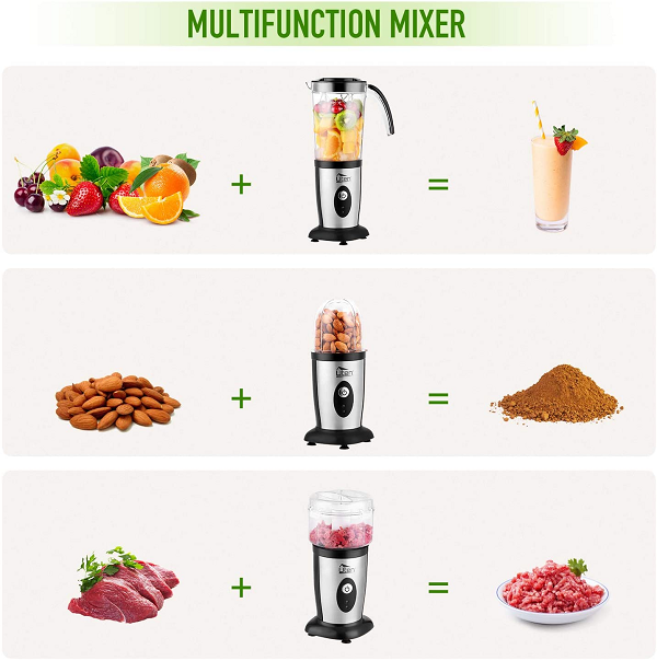 Blender Smoothies Multifonction Avec Hachoir , Moulin Épices + Mixeur smoothie SPORT Blender Smoothies Multifonction Avec Hachoir , Moulin Épices + Mixeur smoothie SPORT