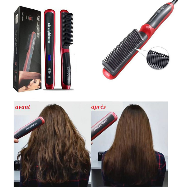 Brosse Peigne Chauffant A Cheveux Electrique En Céramique , Fer Plat , Numérique , Antistatique , Outil De Coiffure Pour Femmes Et Hommes
