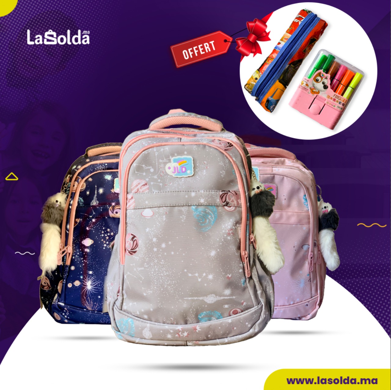 Sac à dos Cartable Primaire/Collège  45 x 36cm Pour Filles