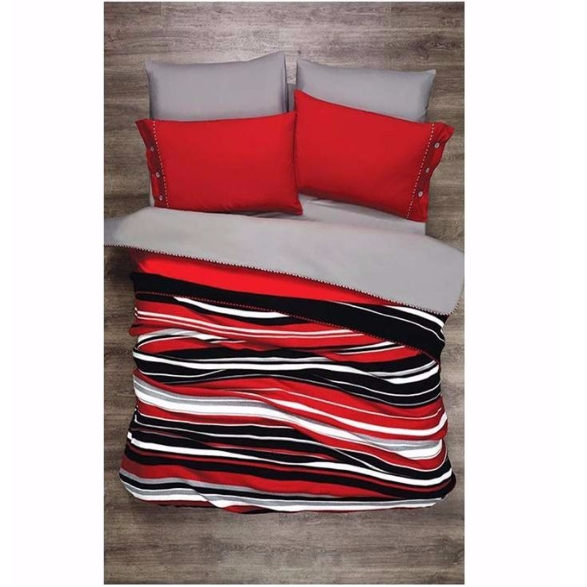 Parure De Lit 7 Pièces Effet Rayures zèbre Gris