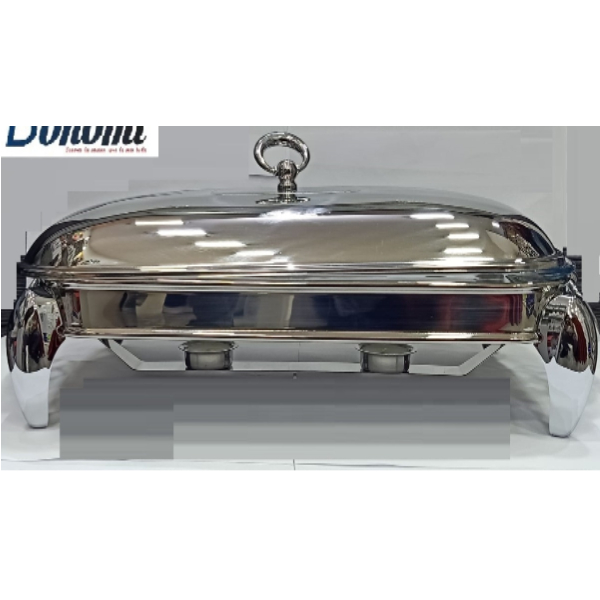 Plat à Gratin ou Tagine avec flamme, Chauffe-Plat Rectangulaire en Acier Inoxydable (idéal pour Buffet Fêtes, Restauration)