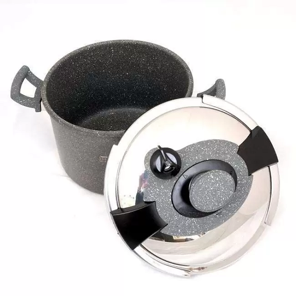 Marmite Biryani en Granit Inox avec Couvercle en Verre, revêtement antiadhésif et anti-rayures : 3,5/5/7 litres