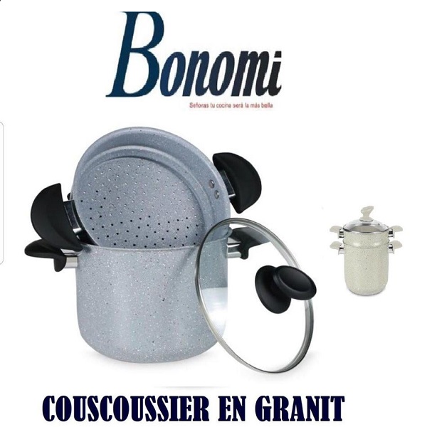 Couscoussier En Granit Avec Couvercle En Verre