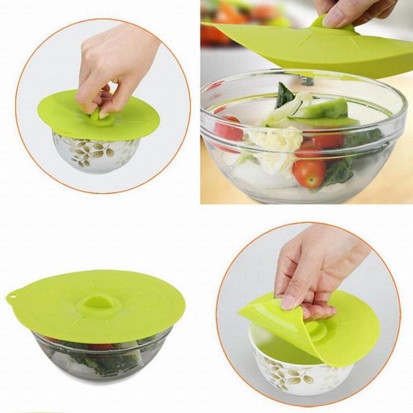 Lot De 4 Couvercles Ventouse Réutilisables En Silicone (Compatible avec différentes tailles de tasses bols casseroles boîtes etc)