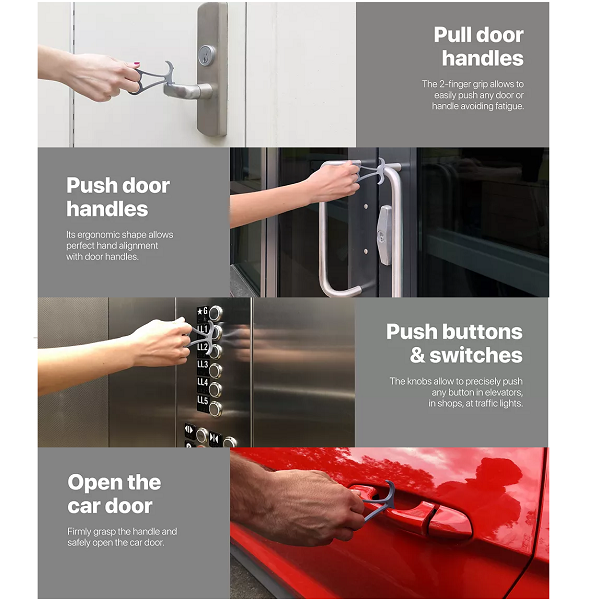 Lot De 2 Crochets Anti-contact Hygiénique, pour se protéger des virus et bactéries