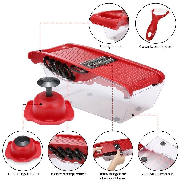 Découpe Légumes Avec 6 Lames Interchangeables Et Éplucheur