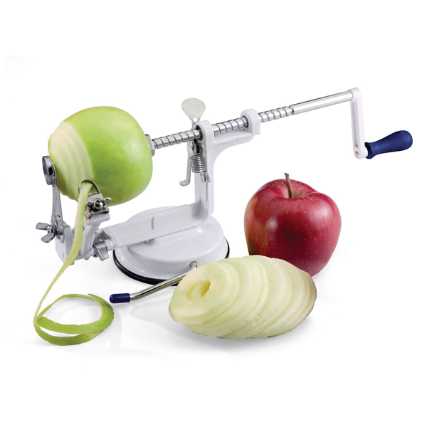 Éplucheur Pomme 3 en 1 Pèle Pomme avec Support Ventouse Pour Tout les Types de Fruits et Légumes