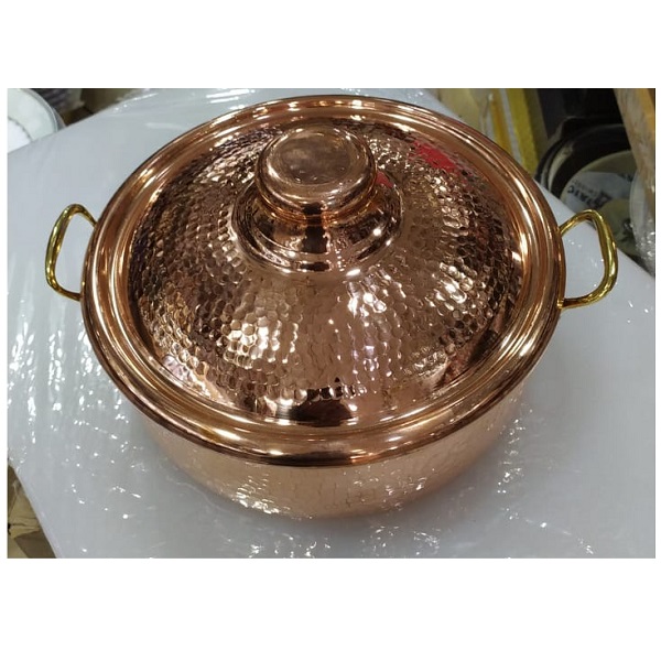 Marmite , Faitout En Cuivre Martelé Avec Couvercle 26cm