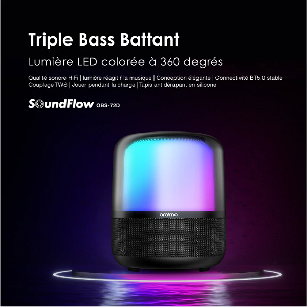 Haut Parleur Bluetooth Oraimo SoundFlow , Barre de son sans fil Lumineux