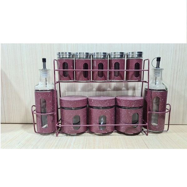 Huilier , Vinaigrier Plus Pots Épices Et Autre Granit