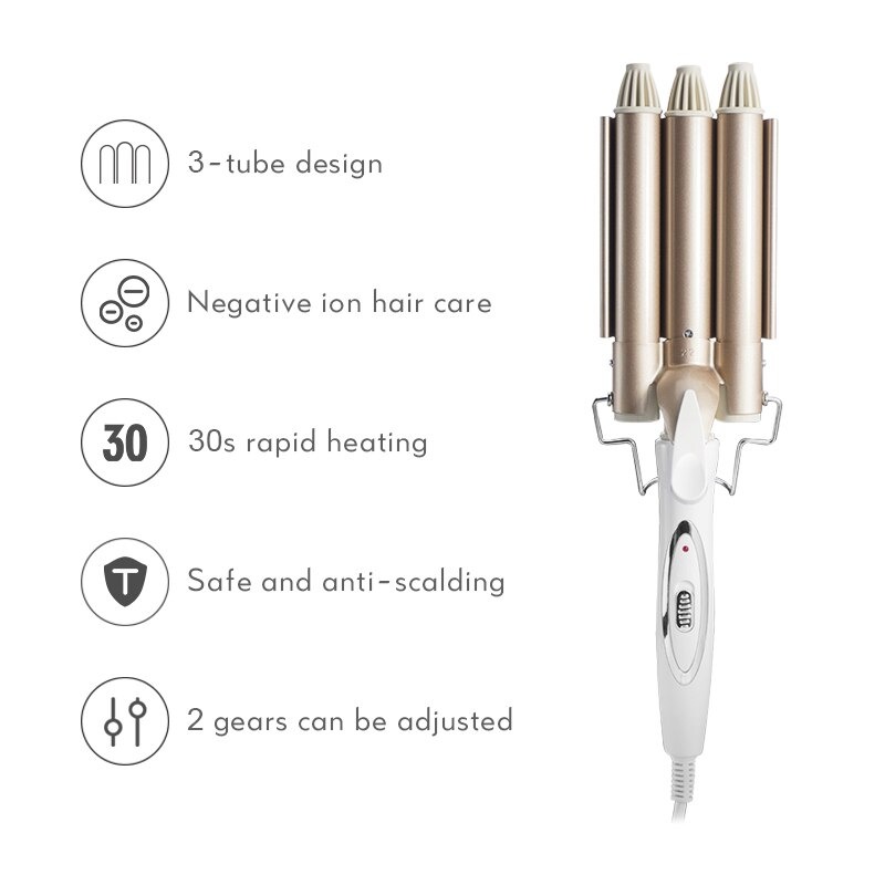 Fer à Boucler en Céramique à Tête Triple Fer à Boucler en Céramique à Tête Triple