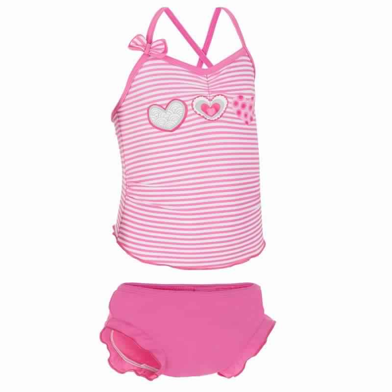 MAILLOT 2 PIÈCES TANKINI FINES BRETELLES ET CULOTTE FINITIONS VOLANT LUA ROSE TRIBORD