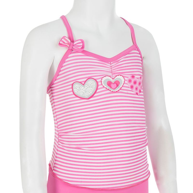 MAILLOT 2 PIÈCES TANKINI FINES BRETELLES ET CULOTTE FINITIONS VOLANT LUA ROSE TRIBORD
