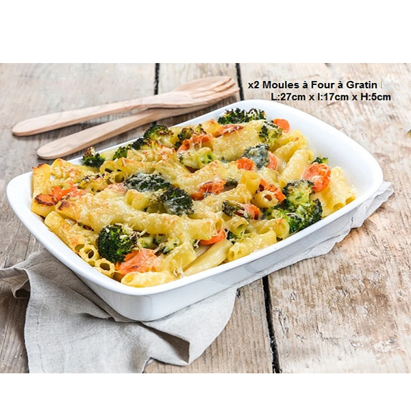 2 Moules à four à gratin en porcelaine blanche  L27 cm  x l17 cm  x H5 cm