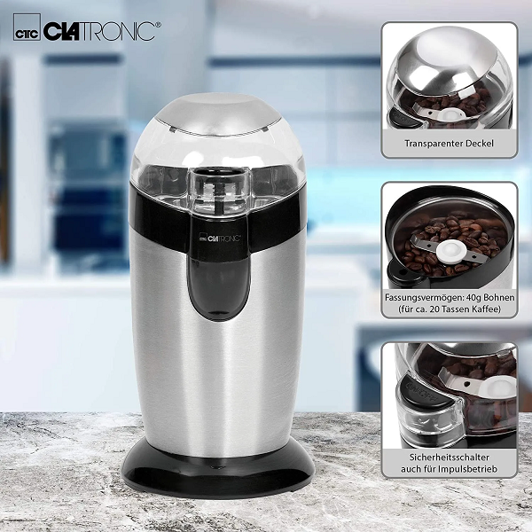 Moulin à Café , Épices Lames en Acier Inoxydable 120 W Clatronic