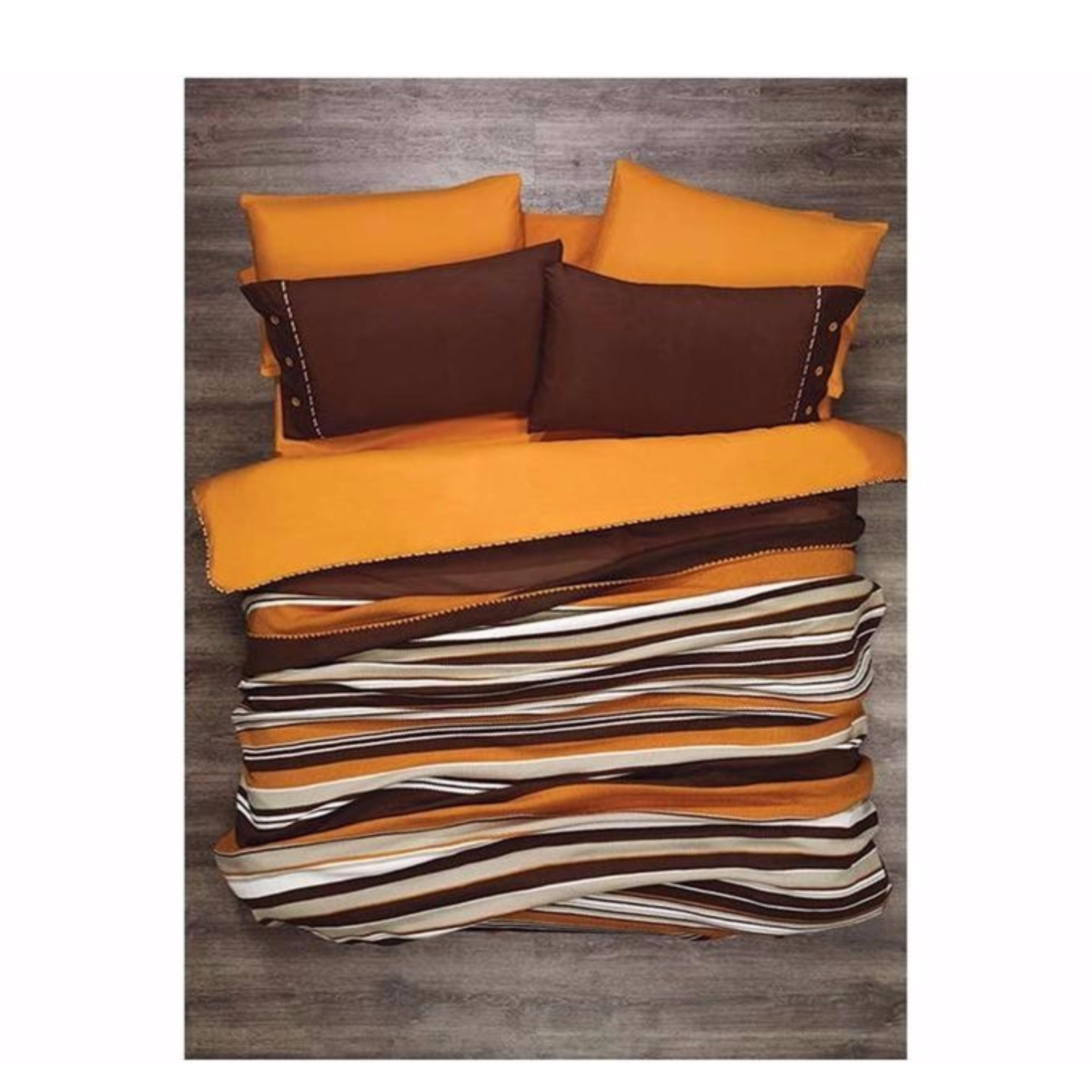 Parure De Lit 7 Pièces Effet Rayures zèbre Orange