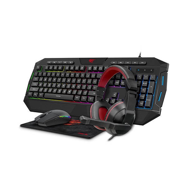 Pack Complet Gaming Combo 4 in 1 : Clavier Gamer  , Souris Gamer  , Casque Gamer , Tapis Gamer