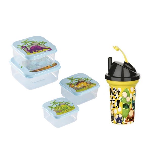 Pack Porte Goûter Scolaire : 4 Boites à Repas Carrées De Différentes Tailles + Gourde Pack Porte Goûter Scolaire : 4 Boites à Repas Carrées De Différentes Tailles + Gourde