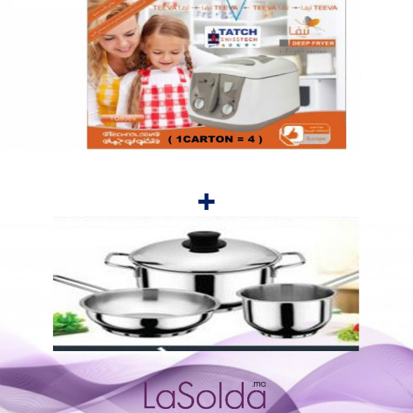 Pack Promotion Friteuse Electronique 2L+ Ensemble 3 Pièces En Inox