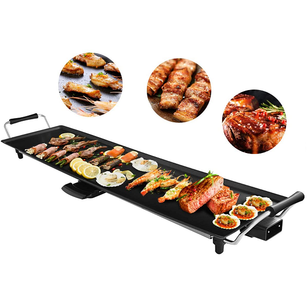 Planche de Cuisson Electrique XXL 90x23cm Antiadhésive Et Thermostat Ajustable (Plancha)