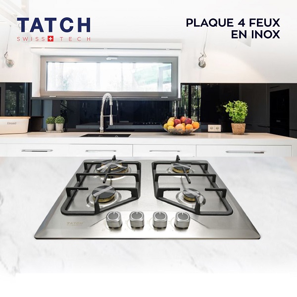 Plaque De Cuisson Encastrable inox 4 Feux brûleur en cuivre