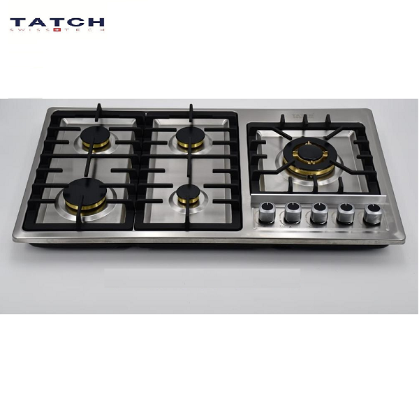 Plaque De Cuisson Encastrable inox 5 Feux Brûleurs En Cuivre