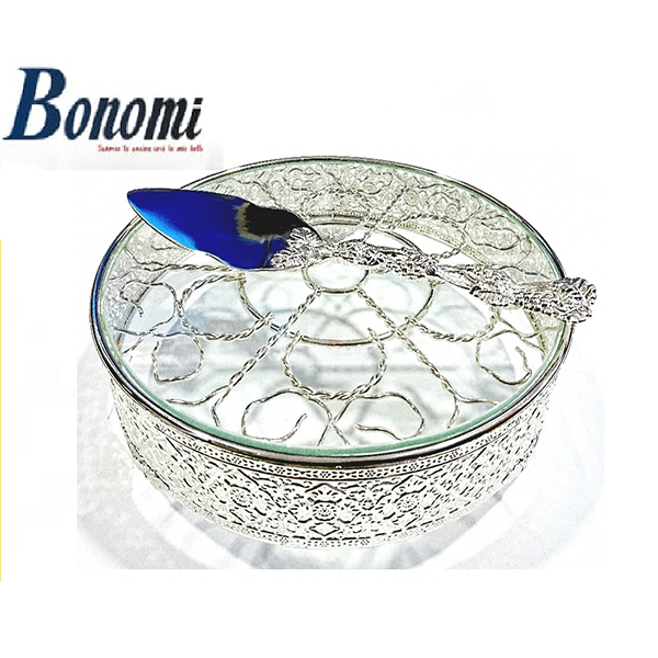 Plat A Gâteau Argenté Avec Spatule