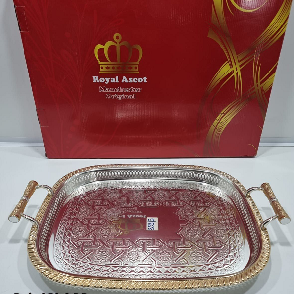 Plateau Design En Métal Argenté/Doré Rectangulaire