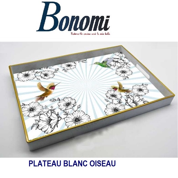 Plateau Blanc Oiseau En Bois