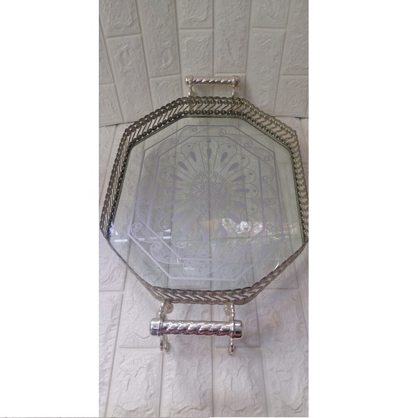 Plateau à Thé Octogonale Contour Large Argenté